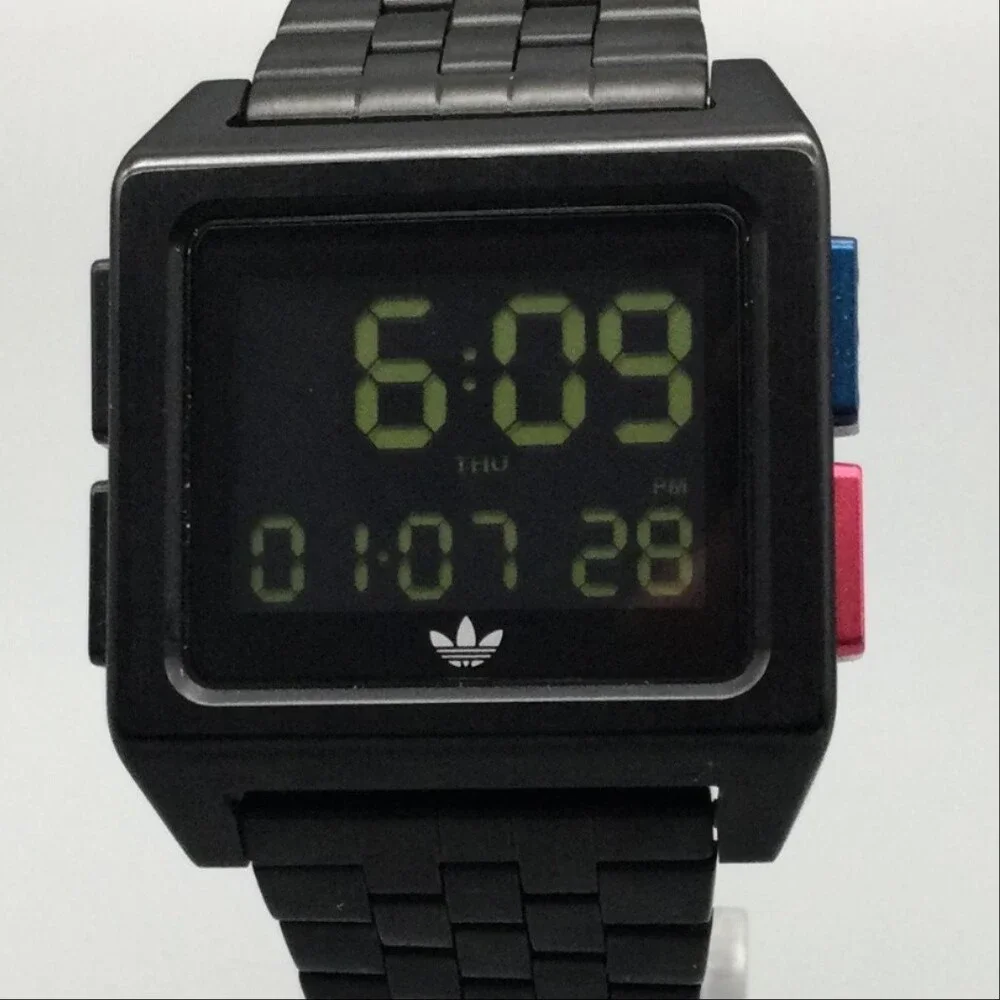 Adidas Archive_M1 Mens Watch 36mm Black Digital Stainless 50M Sport New Battery